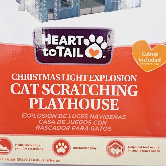 Christmas Light Explosion Cat or Small Pet Scratching Playhouse - Picture 3 of 6